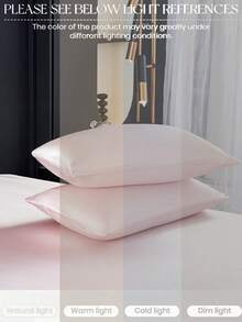2pcs Pink Satin Envelope Pillowcase Set, Premium Silky Satin, Soft And Breathable, Wrinkle-Resistant, Gentle On Hair And Skin, Pillowcase Without Filling, Silky, Super Soft And Breathable, Machine Washable. Envelope Closure, Cool And Comfortable, Super Soft Pillowcase, Suitable For Standard Double, Queen And Single Beds. Dorm Bedding Back To School Season - Pink - View 7