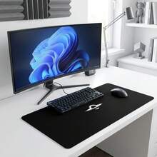 Black Background Minimalist Spaceship Pattern Extra Long Gaming Mouse Pad And Desk Mat Set, Non-Slip Durable Rubber Base, Smooth Surface, Suitable For PC Laptop Office Home, Abstract Art Decor, Back To School Supplies - A - View 6