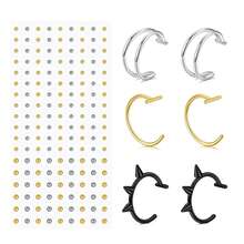 New Fake Belly Button, Eyebrow, Lip Ring, Ear Stud Sticker Set, No Piercing Required, Fake Nose Ring Piercing Jewelry, Skin Surface Adhesive Studs - Sticker - View 21