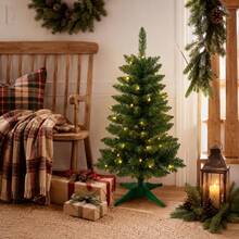 Pohon Natal Buatan 3 Kaki Mini untuk Meja, Pohon Pinus Hijau dengan 4 Kaki, Alas Plastik Stabil, Pohon Cemara Kecil untuk Meja, Dekorasi Natal, Rumah, Kantor, Pesta Liburan, Dekorasi Musim Dingin Dalam Ruangan - MultiWarna - View 5