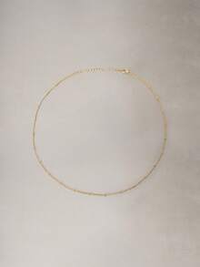 Hatastic Stainless Steel Waterproof Non-Fading Gold-Tone Single Strand Beaded Chain Necklace, Suitable For Women's Daily Wear & Layering Halloween - Gold - View 1
