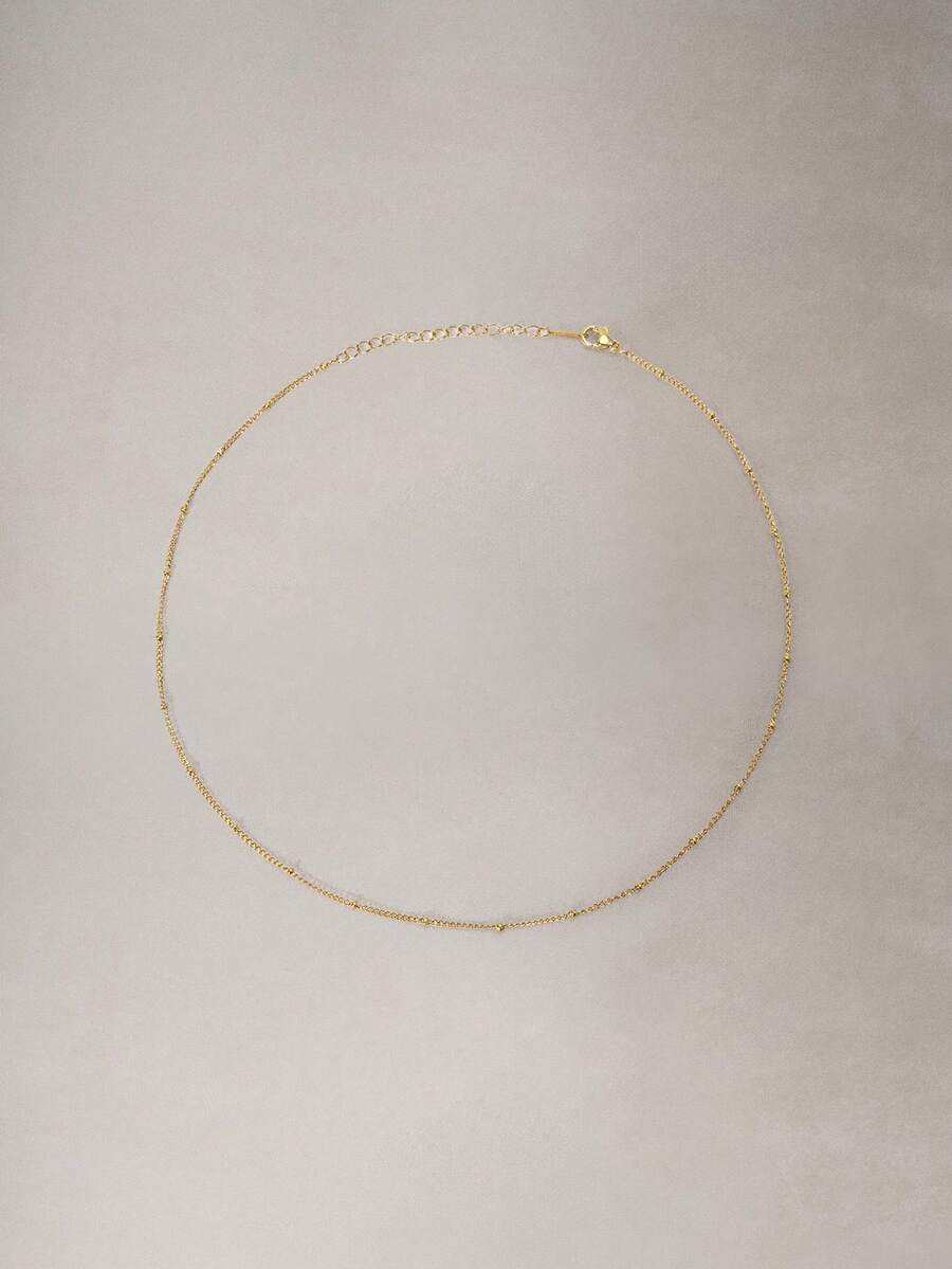 Hatastic Stainless Steel Waterproof Non-Fading Gold-Tone Single Strand Beaded Chain Necklace, Suitable For Women's Daily Wear & Layering Halloween - Gold - View 1