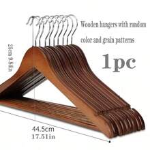 1/5pcs Natural Wooden Hangers With Anti-Slip Bar, Suitable For Clothing Stores And Hotels - View 10