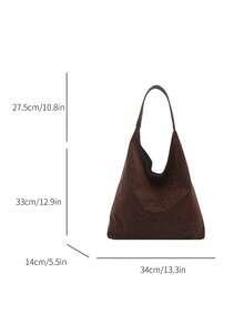 2026 Fashion Solid Color Leopard Print Commuter Tote Bag Minimalist Niche Design Underarm Bag Chic Large Capacity Shoulder Bag - Coffee - View 7