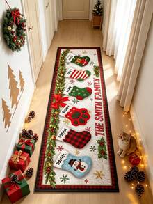 1pc Christmas Socks Hallway Runner Rug, Corridor Long Carpet, Area Rug, Mat, Home Decor, Living Room Area Rug, Living Room Home Decor, Room Decor, Washable Carpet - Multicolor - View 3