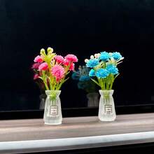 2-Piece Mini Car Interior Vase Air Vent Decoration, Artificial Carnation Scented Diffuser, Cute Car Interior Decor Fragrance, Christmas Gift, Halloween Gift, New Year Gift, Car Decoration, Room Ornament - A - View 5