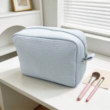 Simple Solid Color Checkered Makeup Bag, Large Capacity Storage Bag, Coin Purse, Makeup Bag Storage Bag, Change Bag Mouth, Red Envelope, Multifunctional Toiletry Bag Suitable For Performance Travel Storage, Makeup Brush, Makeup Lipstick Storage - Multicolor - View 18