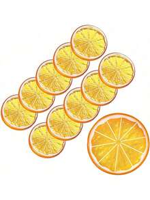 5PCS Artificial Lemon Slices, NOT EDIBLE, Realistic Plastic Fake Fruit Slices, Autumn Home Kitchen Table Decor, Photography Props For Party & Festival Display - Orange - View 7