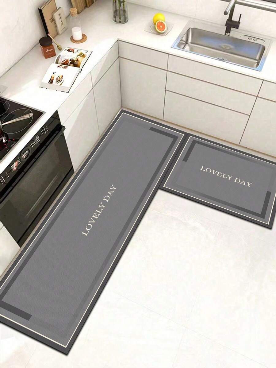 1 Pc Geometric Border Pattern Kitchen Mat, 3.5 Mm Soft Rubber That Absorbs Water And Is Easy To Clean. Suitable For Corridors, Bathrooms, Living Rooms, Outdoor Door Mats, And Toilets. Useable Throughout The Year And For Various Holidays. - Multicolor - View 1