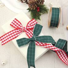 1 Roll 9m Red & Green Plaid Christmas Ribbon, For Gift Bag Ties, Gift Box Packaging, Bouquet & Cake Wrapping, Holiday Party Decoration & Craft Accessories - A - View 4