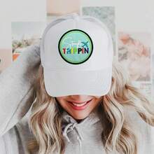 1pc Travel Style "Straight Trippin" Iron-On Embroidered Patch, Suitable For Trucker Hats, Jeans, Jackets, Bags, Backpacks, Essential Embroidery Decor For Small Business Startups - 1pcs-o - View 4