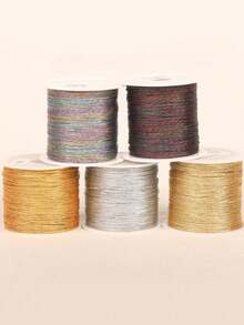 Gold/Silver Metallic Braided Rope, Suitable For Making Bracelets, Necklaces, DIY Tassels, Beaded Jewelry, Shamballa Rope And Other Accessories - Multicolor - View 10