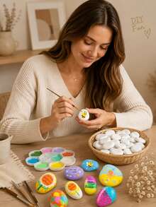 Medium Smooth White Painting Stones - Flat And Hand-Selected, Suitable For Crafts, Art, Decoration - No Chemicals, Smooth Surface For Even Effect, Ideal For Beginners And Handmade Projects, Craft Supplies, Art Projects, Decorative Stones - Multiple Styles - View 5