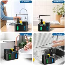1pc Dual-Purpose Bathroom Soap Dispenser (With Sponge Holder), Countertop Storage Rack, Kitchen Sink Dish Soap Pump, And 2-In-1 Dish Sponge Storage Rack; Suitable For Dishwashing, Bathroom And Kitchen Accessories - Multicolor - View 8