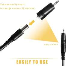 Cable Elevador USB A a DC, Cable de Alimentación USB a 5V DC, Adaptador de Fuente de Alimentación con Conector Jack DC y Puntas DC para Router Wifi, Ventilador, Cámara y Pequeños Electrodomésticos - Ver 3