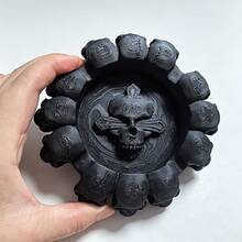 2pcs Skull Relief Storage Tray, Vintage Gothic Style Desktop Jewelry & Key Organizer, Creative 3D Printed Decorative Tray - View 3