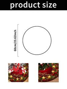1pc Christmas Reindeer Snowman Gnome Poinsettia Gift Box Print Pattern Christmas Tree Skirt, Christmas Tree Bottom Decoration Mat For Christmas Party Decor. Round Base, Diameter 60/90CM Optional; Suitable For Winter Party And Home Holiday Decoration, Ideal Christmas Tree Decoration. - Multicolor - View 13