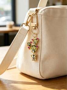 Exquisite Rhinestone Cactus Shaped Key Chain, Bag Charm, Metal Clasp Sturdy And Durable, Decorated With Colorful Rhinestone Details, Compact And Unique Design. Can Be Hung On Keys, Bags, Backpacks, Suitable For Young Women Who Like Niche Accessories, Daily Outings, Commuting Outfits, Suitable For Gifts And Personal Use, Adding A Fresh And Fashionable Atmosphere To Your Belongings. - Multicolor - View 5