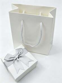 Set Of 8, White Bow Decor Gift Boxes With Paper Tote Bags, For Holiday Gathering, Birthday Party Celebration, Portable Reusable, Gift Packaging Kit, For Jewelry Packing, Present Wrapping, Daily & Business Gifting - Grayish White - View 15