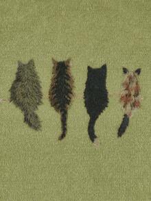 貓咪印花圓領針織毛衣，萬聖節動物圖案落肩長袖寬鬆柔軟休閒女款秋冬套頭上衣 - 綠色 - 查看 9