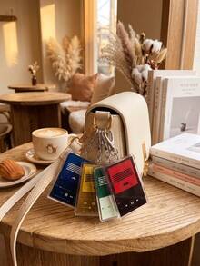 1pc/4pcs K-Pop Bang-Bang Album Series Music Player Aesthetic Acrylic Keychains, Series Album Music Player Interface Includes Blue "A", Yellow "E", Green "D" And Red "M" Rectangular Pattern Charms, Backpack And Car Key Accessories, K-Pop Fans And VIP Music Lovers Gifts - Multicolor - View 2