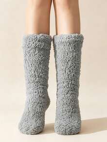 1/2 Pairs Unisex Extra Thick Coral Fleece Warm Winter Sleeping Socks - Thick Warm, Comfortable Indoor/Outdoor Home Slippers, Machine Washable, Perfect For Cold Floors And Bed Use - Multicolor - View 8