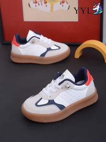 Kids' Retro German Training Shoes, Korean Style Versatile Chic Design, Soft Sole Anti-Slip - White - View 7