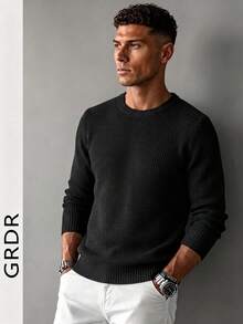 GRDR Men's Casual Crew Neck Long Sleeve Knit Sweater, Autumn/Winter - Black - View 6