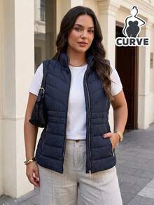 Plus Size Sweater Vests - Navy Blue - View 4
