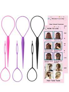 9pcs Kids Professional Hair Styling Tool Set, Colorful Steel Tail Comb, Hair Parting & Highlighting Comb, Slouchy Hair Pulling & Styling Tool, Home & Salon High Crown Updo, Bun, Ponytail, Bangs Styling Hair Care Kit - Multicolor - View 2