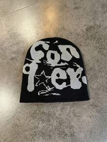 1pc New Autumn/Winter Jacquard Knit Beanie Hat, Unisex Woolen Cap, Fashionable Versatile Pullover Hat Suitable For Daily Wear And Travel - Multicolor - View 3