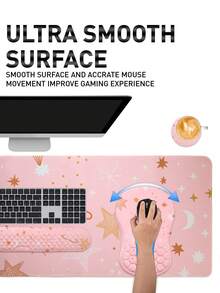 Pink Mouse Pad, Desk Pad, Suitable For Keyboard And Mouse. Ergonomic Desk Pad Set, Large Mouse Pad, Wrist Rest, Lovely Lady Desktop Accessories, Teacher Desktop Decoration Home Office - View 4