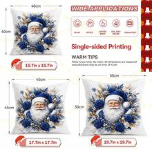 4pcs/1pc Blue Christmas Decorative Pattern Pillow Case Without Insert, Single-Sided Printed Pillow Case, Suitable For Living Room Bedroom Home Decor, All-Season Pillow Case - Multicolor - View 3