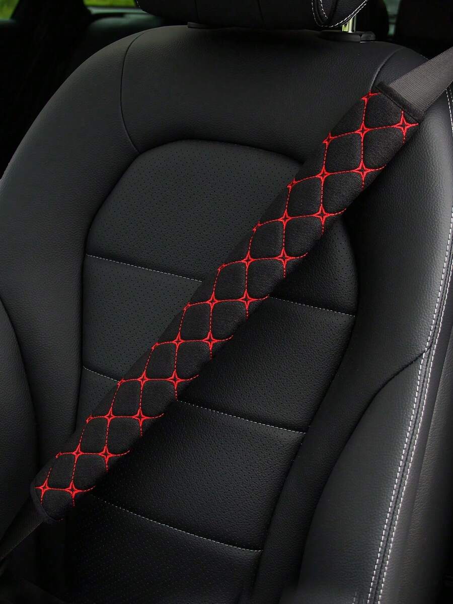 1pc Embroidered Fabric Car Seat Belt Shoulder Pad, Breathable Extended Protective Cover, Suitable For Cars And Trucks, Available In 30cm, 50cm, 75cm Lengths, Comfortable Car Interior Safety Accessory - Multicolor - View 1