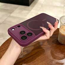 Casing Ponsel Magnetik Matte Perlindungan 360°, Kompatibel dengan iPhone 18 Pro 18 Pro Max, dengan Pelindung Lensa, Casing Pelindung Silikon Seluruh Tepi, Kompatibel dengan 17 Pro Max 16 Pro Max 16e 17e 15 14 Plus 13 12 Mini 11 - Merah ceri - View 5