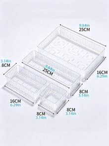 1/5/6/7/10/25pcs Set Transparent Drawer Dividers Cosmetic Storage Box, Vanity Skincare Organizer, Classified Storage Box, Perfume Storage Rack, Lipstick Storage Box, Eyebrow Pencil Storage Box, Also Suitable For Jewelry, Accessories, Hair Accessories And Other Items, Home Decor, Stackable And Freely Combinable Bathroom Storage - Clear - View 3