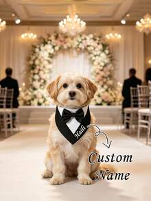 Customized Personalized Pet Bow Tie And Scarf, Customized Dog/Cat Bow Tie, One-Piece Bow Tie Scarf, Soft And Skin-Friendly, No Neck Choking, Outdoor Photo Decoration, Suitable For Small/Medium Cats And Dogs, Adds Holiday And Wedding Ceremony Atmosphere - Multicolor - View 5