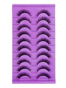 Bulu Mata Cat Eye, Bulu Mata Imitasi Mink, Tampilan Alami, Lembut, Halus, Silang, Tipis, Bulu Mata Strip Penuh, Ekstensi Bulu Mata - Purple - View 2