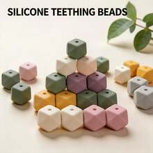 24/100Pcs Morandi Color Palette Faceted Hexagon Silicone Beads, Polygonal Beads For DIY Jewelry & Bead Pen Making - Morandi Color Scheme - View 5