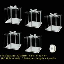 1/2/5PCS Transparent Gift Box - Available In Multiple Styles, It Can Be Used For Packaging Flowers And Shoes. Suitable For Various Festivals, Celebrations And Outdoor Gatherings, And Can Be Used Throughout The Year.(Includes Ribbons) - A - View 45