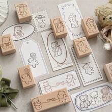 1pc Wooden Bear Stamp, For DIY Craft Scrapbooking Card Making,Journal Notebook,Back To School,Art Supplies,School Supplies - Multicolor - View 2