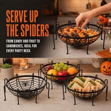 2 st Halloween-fruktfat formade som spindelnät, rolig Halloween-fruktkorg, bordsdekoration för bar och restaurang, plasttallrik - Visa 4