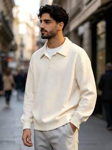 Fashion Casual Textured Fabric Men's 2 In 1 Long Sleeve T-Shirt - Apricot - View 1