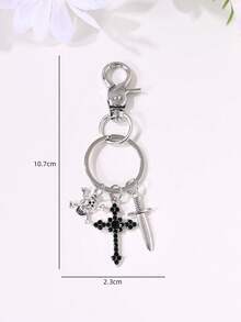 1pc Halloween Cross Heart Bat Skull Skeleton Spider Spider Web Star Dice Sword Backpack Charm Creative Gift - Multicolor - View 4