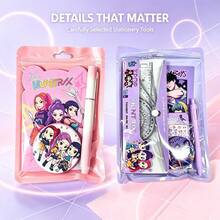 KPop Demon Hunters K-POP Gift Stationery Set, Including Badge, Pen, Notebook, Featuring Kpopdemonhunters, Hunters Themed Patterns, Suitable For Gift Giving, Suitable For Stationery Store Display, As Teenage Stationery And Desktop Decoration, Suitable For Holiday Gifts, Classroom Rewards, Fan Merchandise Gifts, High-Traffic Item For Stationery Stores, Combining Practicality And Collectibility - Multi-color - View 2