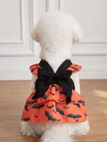 LUCKIE PAW 1pc Black Bat Pattern Pet Dress, Physical Flea Protection, Reduces Shedding, Heat Insulation, Breathable, Suitable For Small And Large Dogs And Cats, Indoor And Outdoor - Orange - View 2