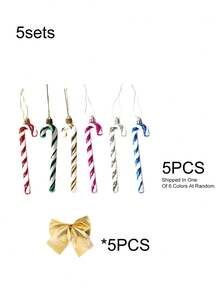 Christmas Candy Cane & Bow Decoration Set, Christmas Tree & Fireplace; Multi-Functional Holiday Decor. Suitable For Christmas Tree, Wreath, Home Decor, Christmas Tree Decoration, Christmas Party Supplies, Winter Decor, Christmas Decoration - Multi-color - View 8