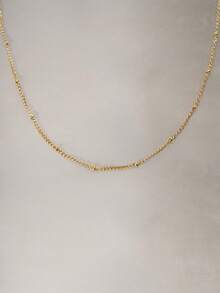 Hatastic Stainless Steel Waterproof Non-Fading Gold-Tone Single Strand Beaded Chain Necklace, Suitable For Women's Daily Wear & Layering Halloween - Gold - View 2