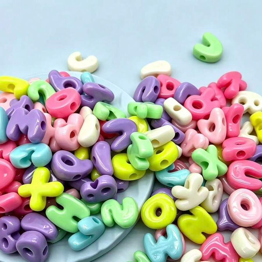 Approx. 20PCS/50PCS Acrylic Colorful Cute Letter Beads, Macaron Spring Color Palette Large Letter Beads For Early Education, Suitable For Handmade DIY Beaded Jewelry, Pendant, Craft, Phone Charm, Decoration Material - Colorful Q-style Letter Beads - View 1