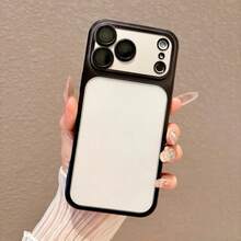 奢華透明磨砂電鍍手機殼，適用於 iPhone 18 Pro Max 17 16e 15 14 Plus 13 12 11 Pro，附鏡頭保護，金屬色邊框後蓋 - 黑色 - 查看 5